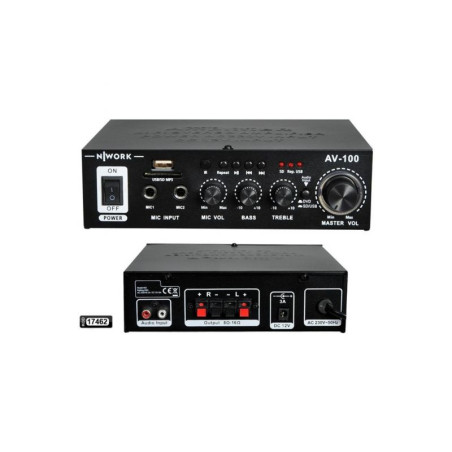 Nwork Anfi 100W Usb/sd/mp3 220/12V Stereo Bluetooth Nwork AV-100