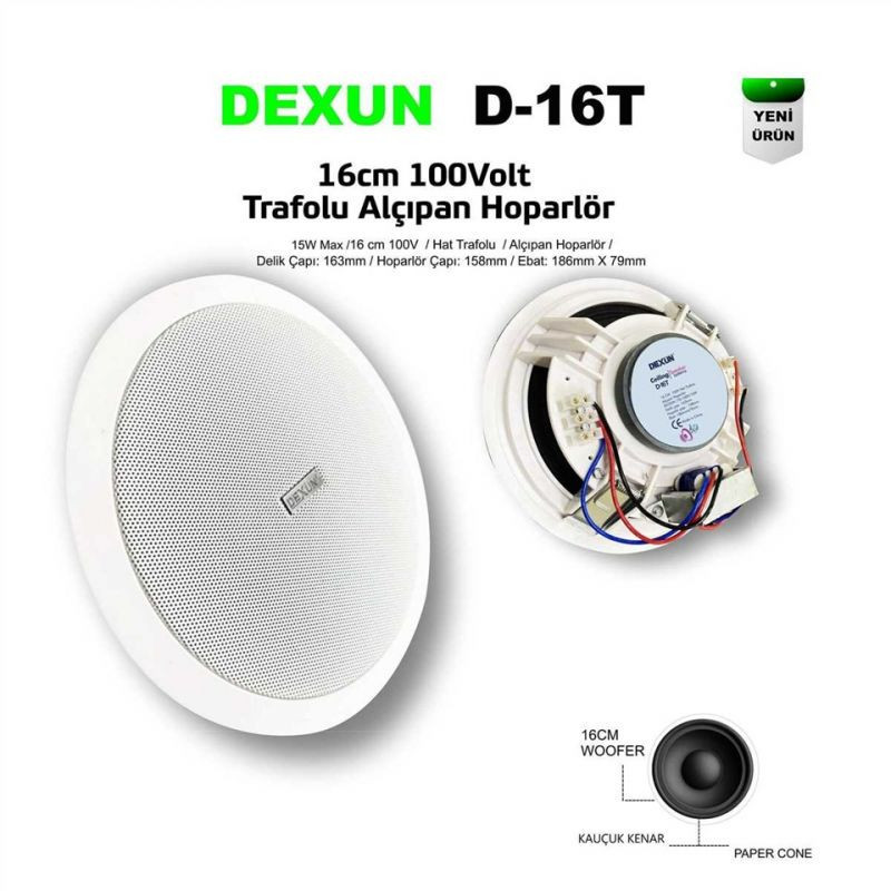 DEXUN D-16T 16 cm HATTRAFOLU ALÇIPAN TAVAN GÖMME HOPORLÖR