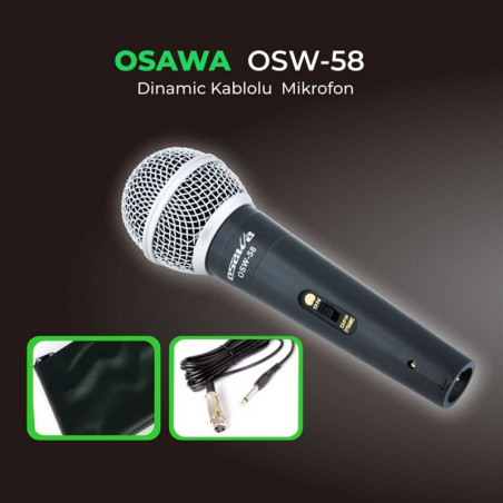 OSAWA OSW-58 600 Ohm DİNAMİC EL MİKROFONU ÇANTALI