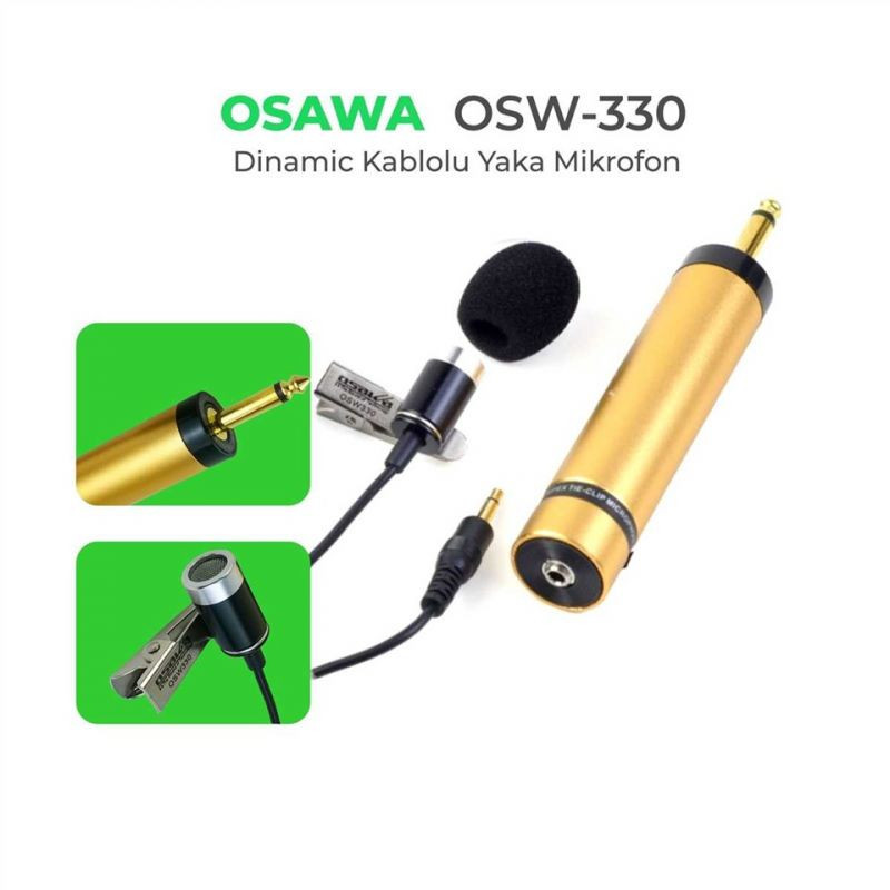 OSAWA OSW-330 1000 Ohm YAKA MİKROFON METAL MİKROFON VE METAL KLİPSLİ