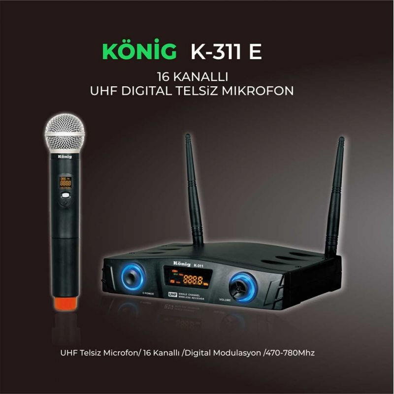 KÖNİG K-311 UHF TEK KANAL EL MİKROFON