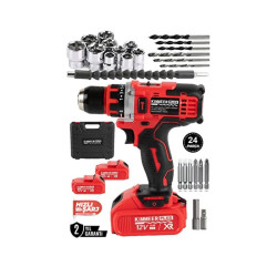 KİMMEER PLUS 12V Metal Şanzıman Darbeli Şarjlı Matkap 24 Parça Akülü Vidalama Akülü Matkap